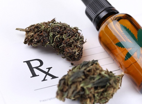 Prescription form and marijuana buds