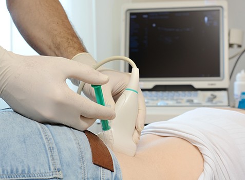 Patient receiving ultrasound guided injection